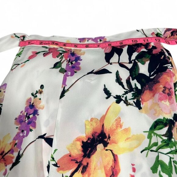 White Pink Floral Midi Skirt Tie Back Detail Size S Romantic Cottagecore - Picture 3 of 4